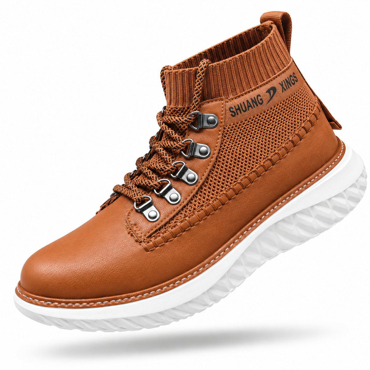 Chaussures montantes à lacets pour hommes Printemps Automne, grande taille, décontractées, à semelle épaisse, chaussures chaussettes légères et respirantes pour sports de plein air.