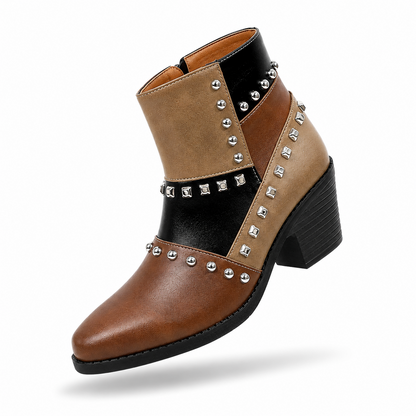 Bottes de motard à talons hauts grandes tailles transfrontalières 2026 nouvelle collection automne, bottes Martin pour femme à talons épais, style rétro à bout pointu, britannique, pour le commerce extérieur