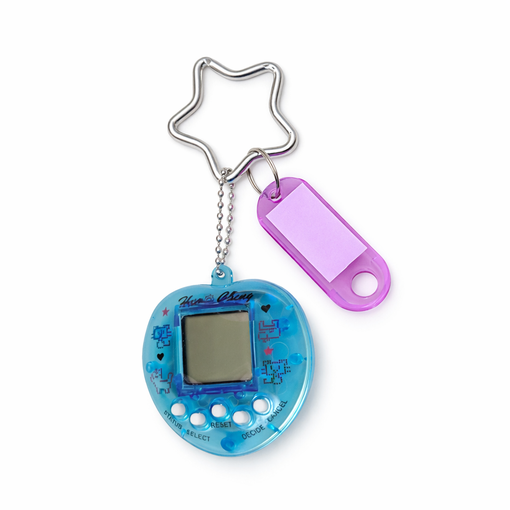 Porte-clés console de jeux arc-en-ciel coréen tendance Kawaii Harajuku Charm Y2K Cadenas cœur cristal DIY Pendentif porte-clés vintage