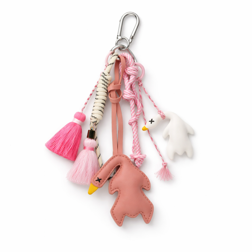 Nouveau produit : pendentif croissant en forme de caneton rôti d'été, accessoire pour sac à dos en forme de cœur, porte-clés