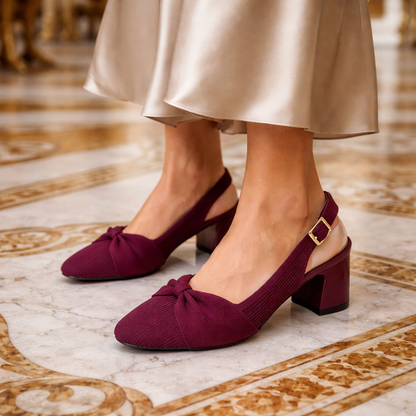 Valentina Rouge - Sapato Slingback Elegante de Salto Médio