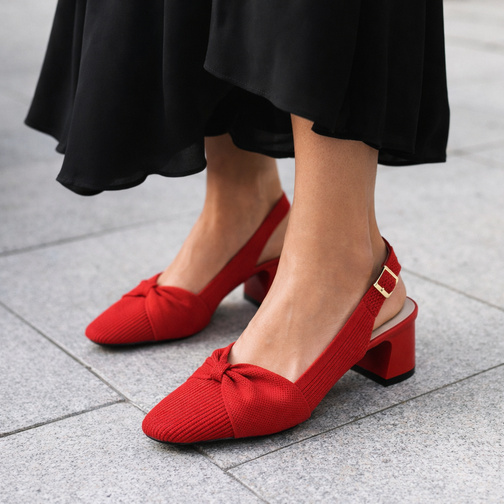 Valentina Rouge - Sapato Slingback Elegante de Salto Médio