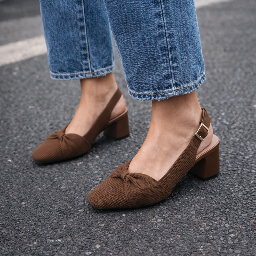 Valentina Rouge - Sapato Slingback Elegante de Salto Médio