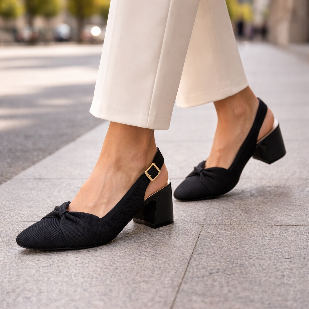 Valentina Rouge - Sapato Slingback Elegante de Salto Médio