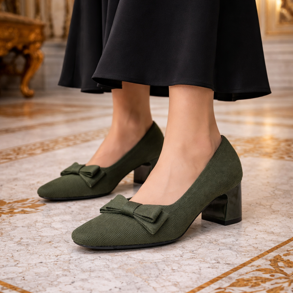 Amélia Violet - Sapato de Salto Médio com Laço Elegante
