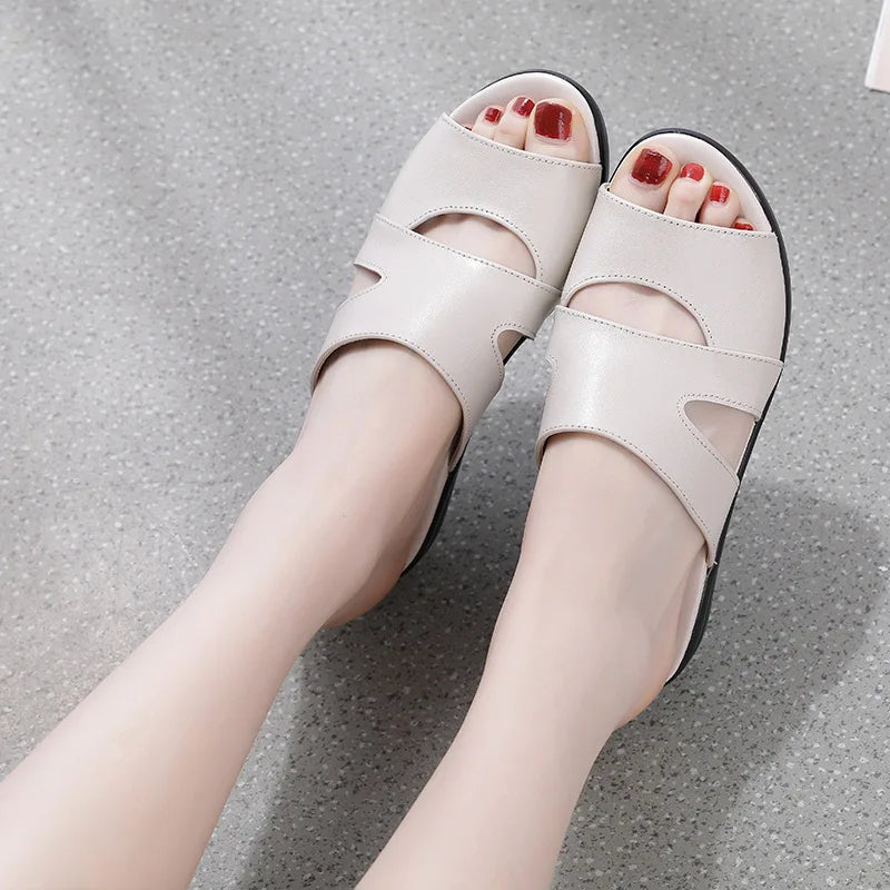 Unadan - Tongs en cuir véritable ultra confortables