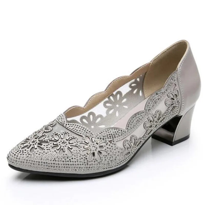 GKTINOO Sapatos Femininos 2025 Couro Genuíno Salto Quadrado