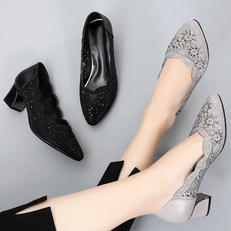 GKTINOO Sapatos Femininos 2025 Couro Genuíno Salto Quadrado