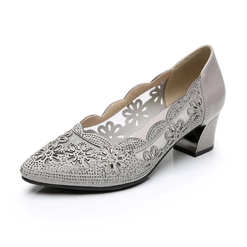 GKTINOO Sapatos Femininos 2025 Couro Genuíno Salto Quadrado