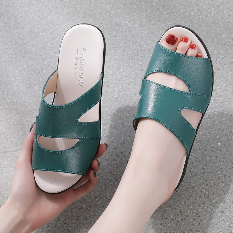 Unadan - Tongs en cuir véritable ultra confortables