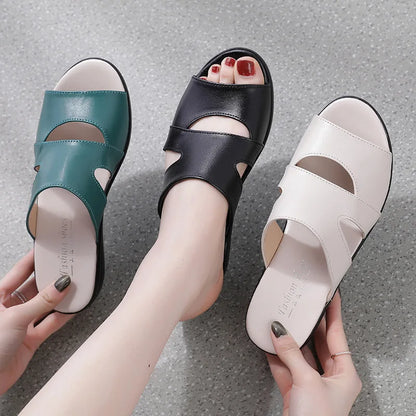 Unadan - Tongs en cuir véritable ultra confortables