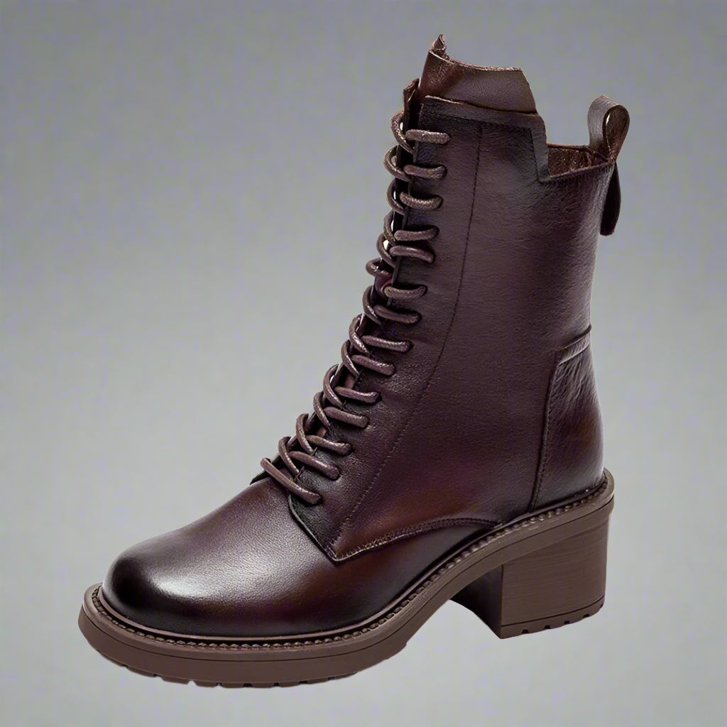 Bottes pour femmes GKTINOO en cuir de vachette, talon carré de 6 cm