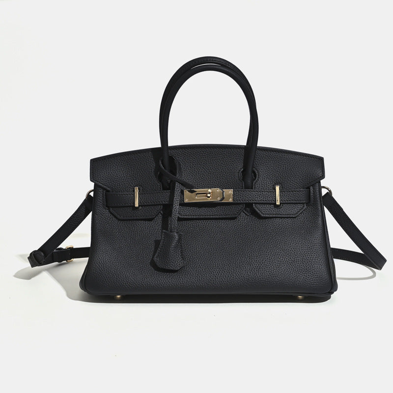 Sac bandoulière Jane 29 cm – Sac structuré en cuir grainé véritable