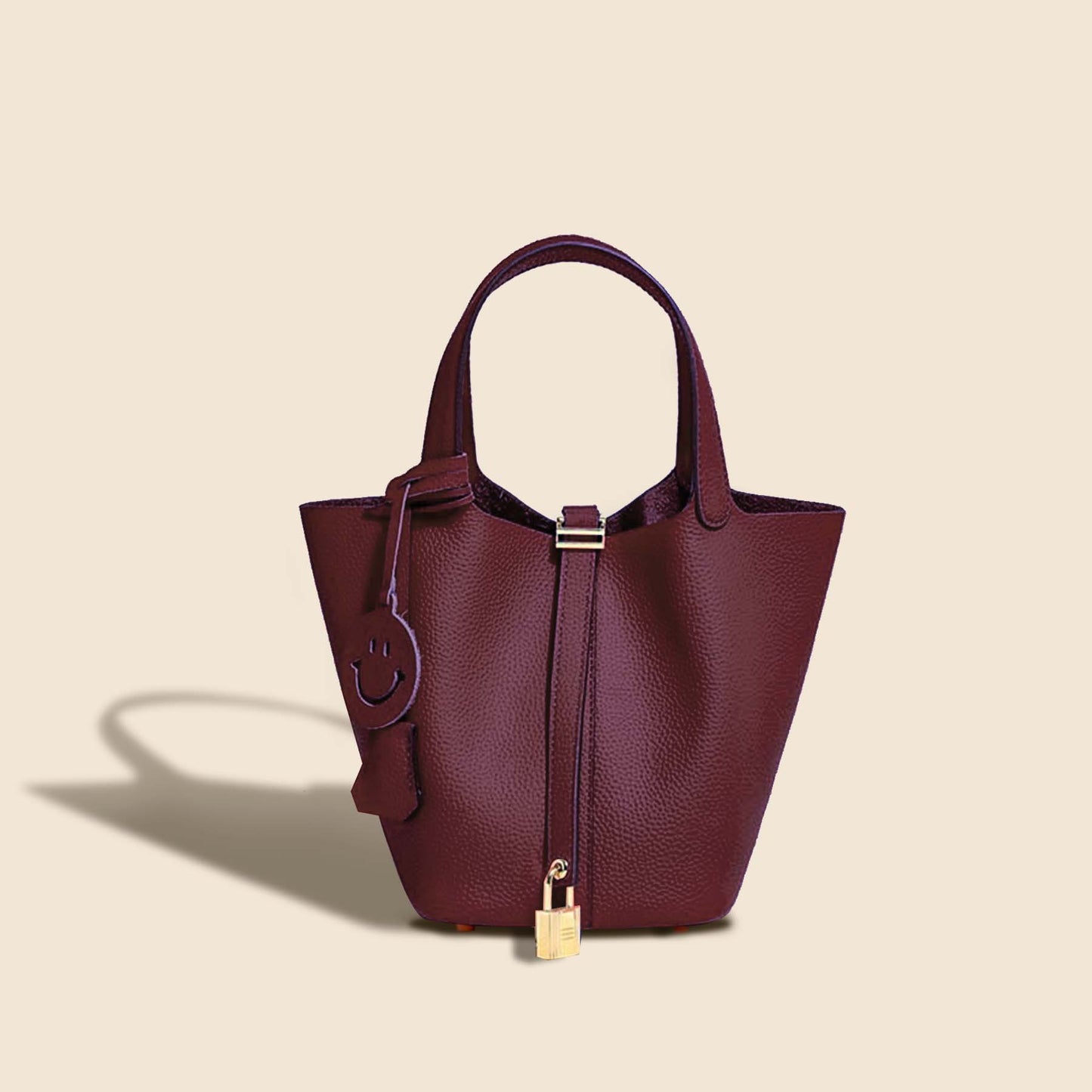 Sac seau Camille en cuir de vachette pleine fleur