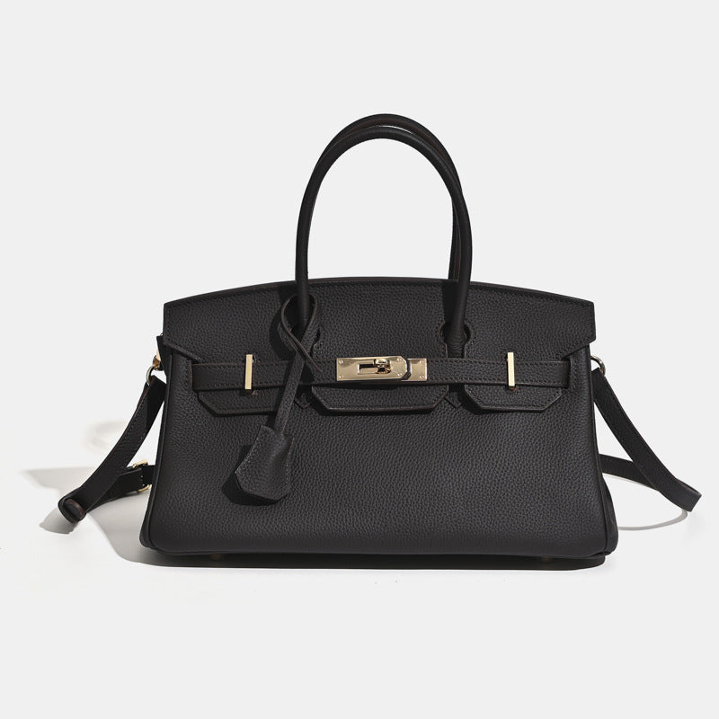 Sac bandoulière Jane 29 cm – Sac structuré en cuir grainé véritable