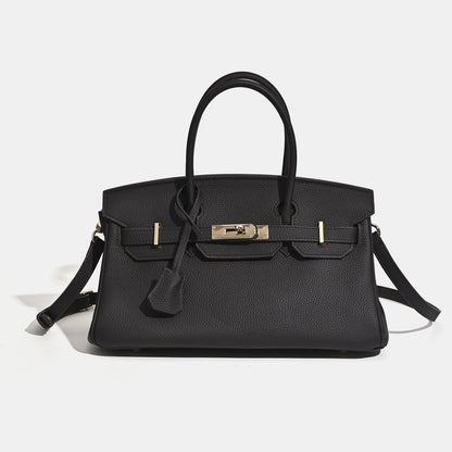 Sac bandoulière Jane 29 cm – Sac structuré en cuir grainé véritable