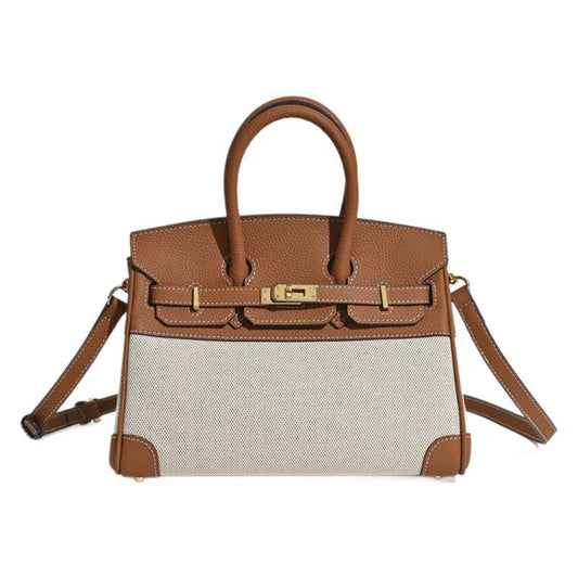 Sac Jane Riviera 25 – Cuir véritable Togo et toile platine