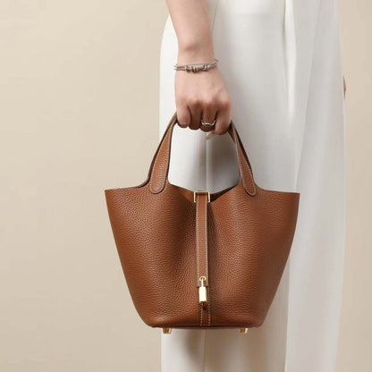 Sac seau Camille en cuir de vachette pleine fleur
