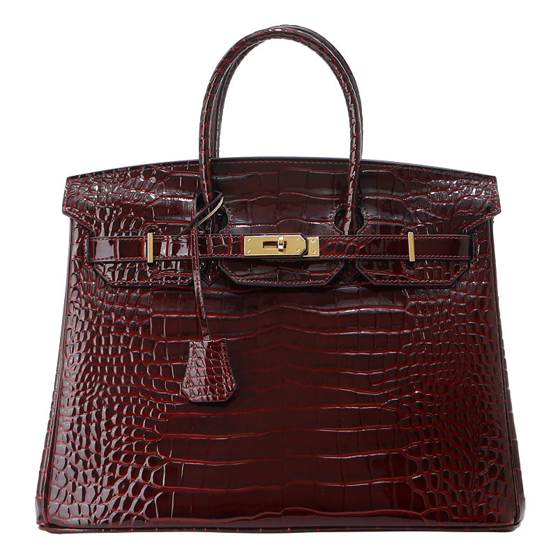 Jane Croco – Sac structuré en cuir véritable à texture crocodile