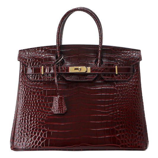 Jane Croco – Sac structuré en cuir véritable à texture crocodile