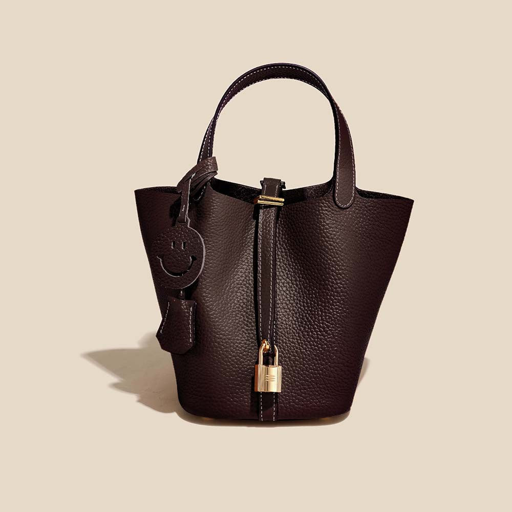 Sac seau Camille en cuir de vachette pleine fleur