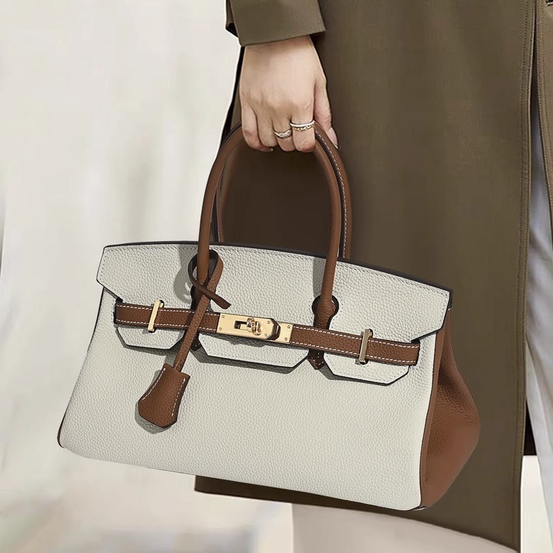 Sac bandoulière Jane 29 cm – Sac structuré en cuir grainé véritable