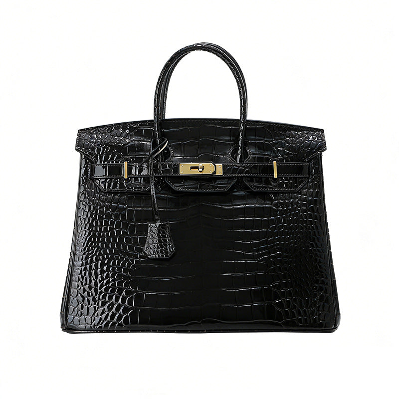 Jane Croco – Sac structuré en cuir véritable à texture crocodile