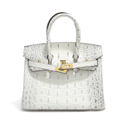 Sac Jane Croco Himalaya – 30 cm en cuir véritable 