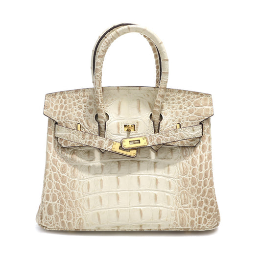 Sac Jane Croco Himalaya – 30 cm en cuir véritable 