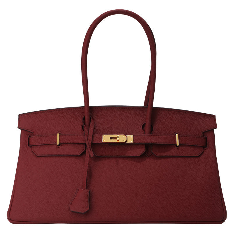 Sac baguette Jane – 40 cm en cuir véritable grainé 