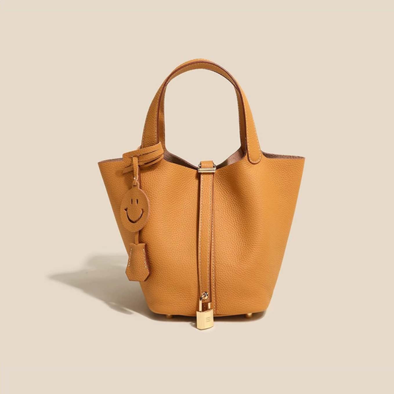 Sac seau Camille en cuir de vachette pleine fleur