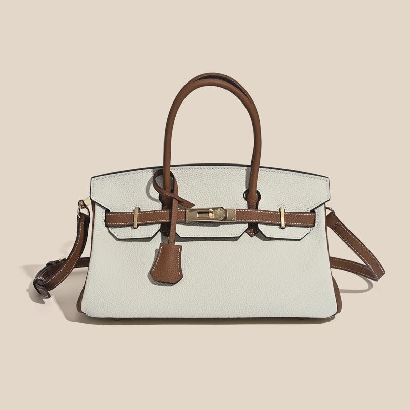 Sac bandoulière Jane 29 cm – Sac structuré en cuir grainé véritable