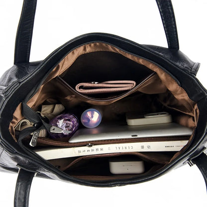 Grand sac à main pour femme en cuir PU souple, luxueux et élégant.
