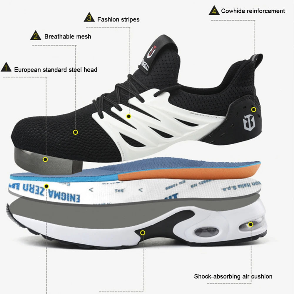 ComfortGuard Pro – Sapatos de Segurança S1P Leves e Respiráveis