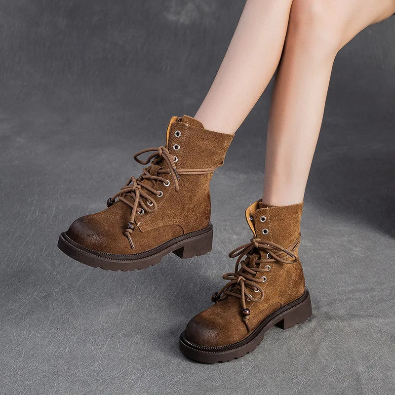Bottes en cuir pour femme, mi-mollet, talon carré