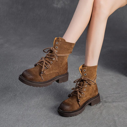 Bottes en cuir pour femme, mi-mollet, talon carré