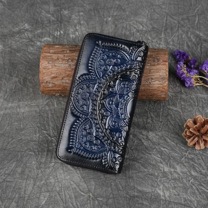 Portefeuille Mei Vintage à motif floral – Fabriqué en cuir véritable de qualité supérieure