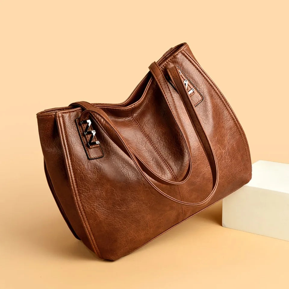 Grand sac à main pour femme en cuir PU souple, luxueux et élégant.