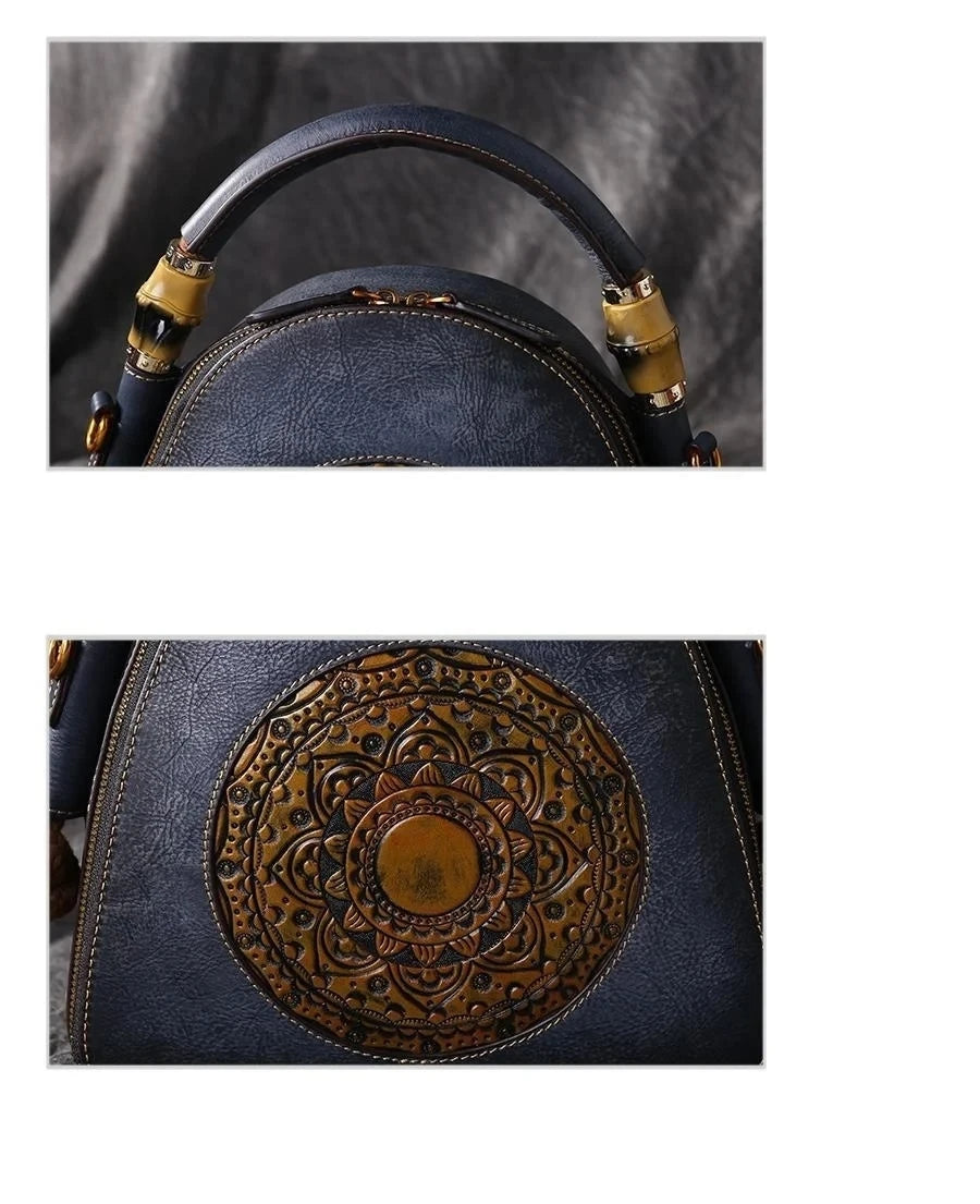 Sac coquillage oriental vintage Mei – Fabriqué en cuir véritable de qualité supérieure
