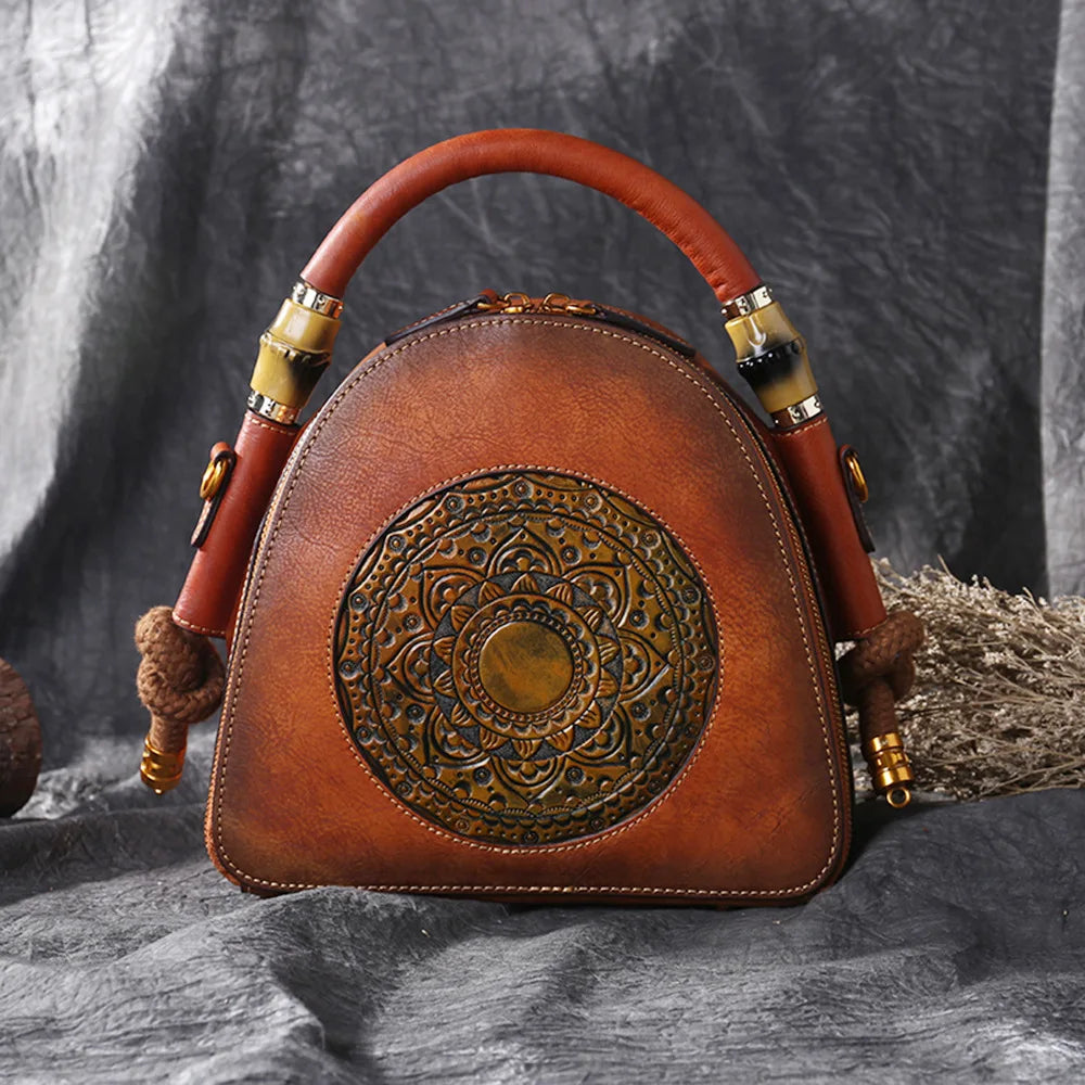 Sac coquillage oriental vintage Mei – Fabriqué en cuir véritable de qualité supérieure