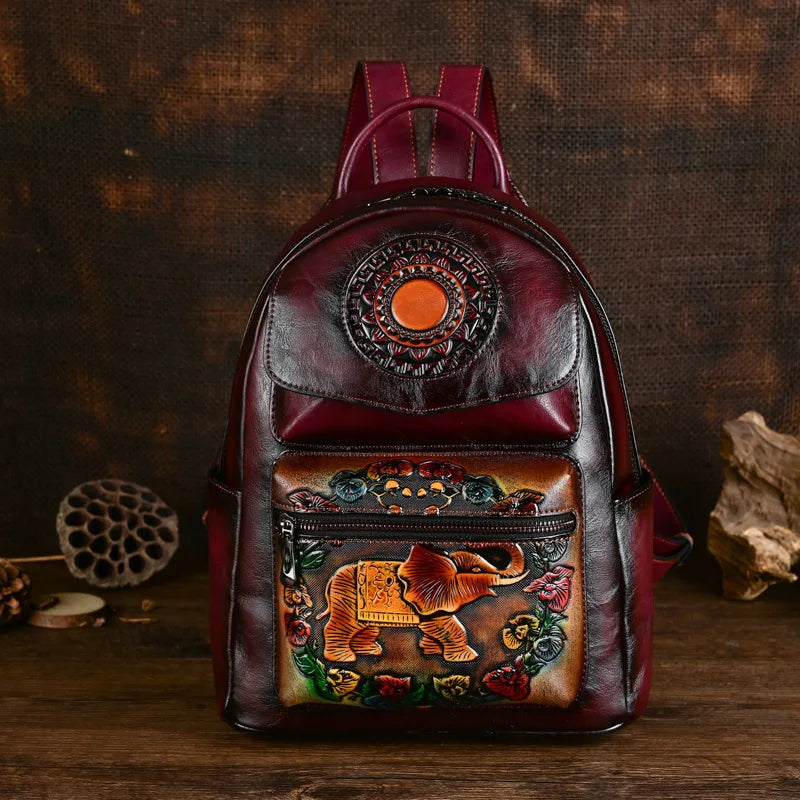 Sac à dos Maya Vintage Éléphant – Modèle antivol de haute qualité