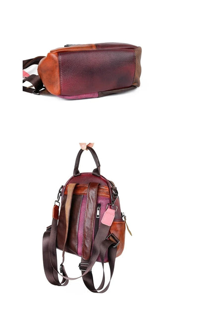 Sac à dos Diana Vintage Patchwork – Fabriqué en cuir véritable de première qualité