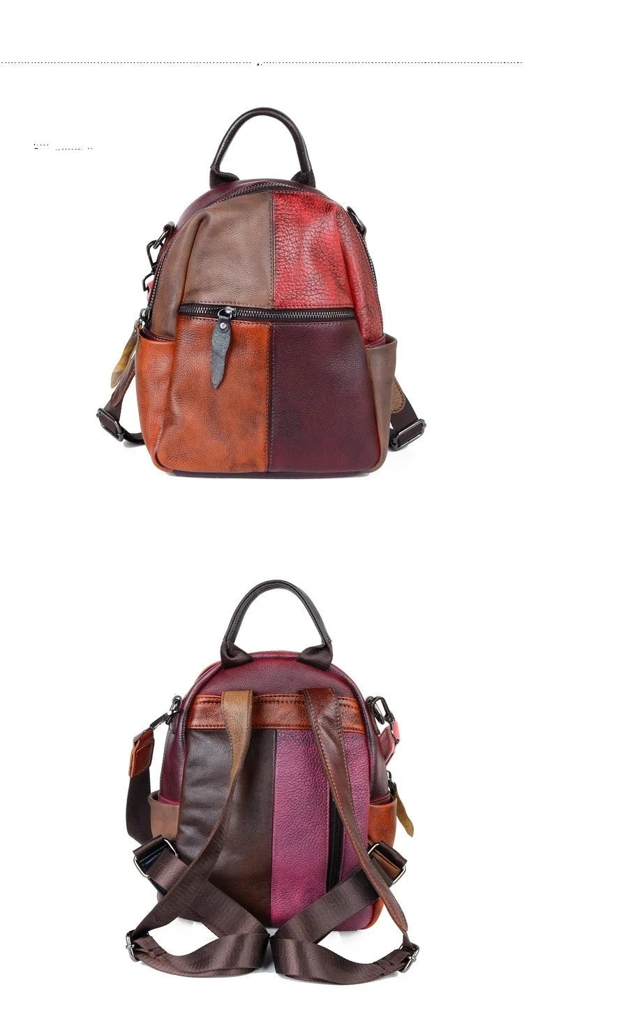 Sac à dos Diana Vintage Patchwork – Fabriqué en cuir véritable de première qualité