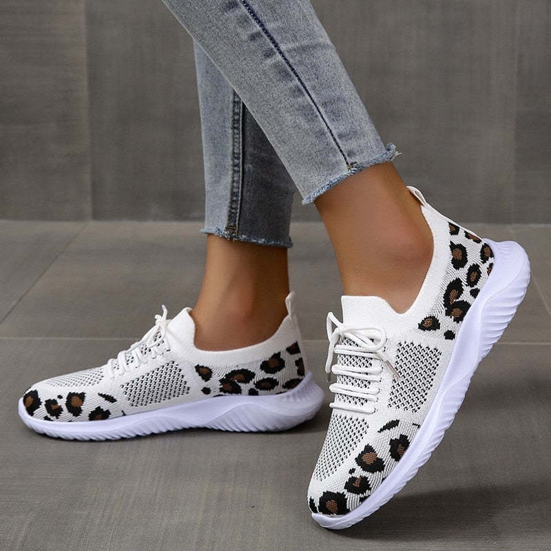 Chaussures de tennis semi-orthopédiques pour femmes à motif léopard