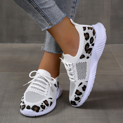 Chaussures de tennis semi-orthopédiques pour femmes à motif léopard
