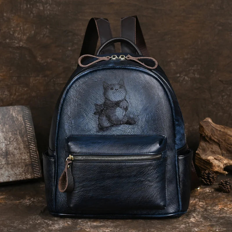 Sac à dos artistique vintage Clara – Fabriqué en cuir véritable de première qualité