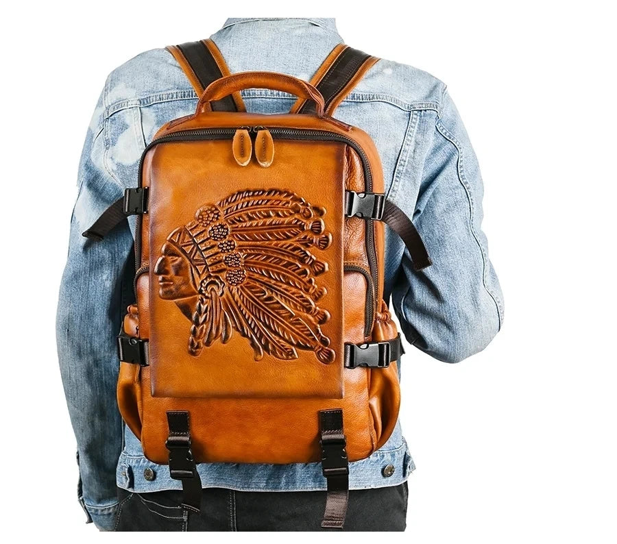 Sac à dos vintage Aurora haut de gamme – Fabriqué en cuir véritable de haute qualité