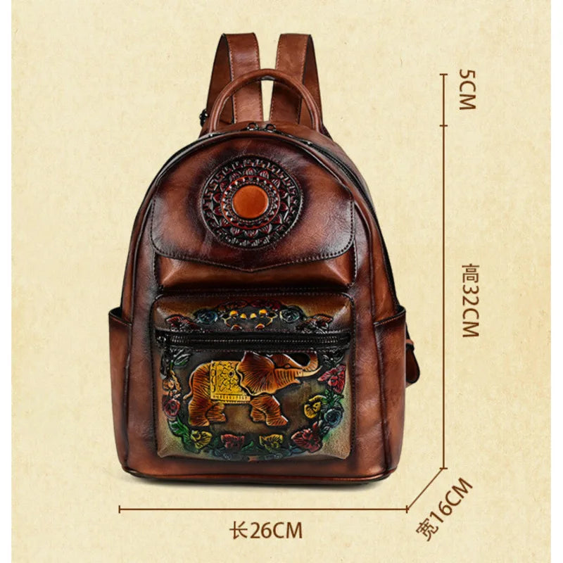 Sac à dos Maya Vintage Éléphant – Modèle antivol de haute qualité
