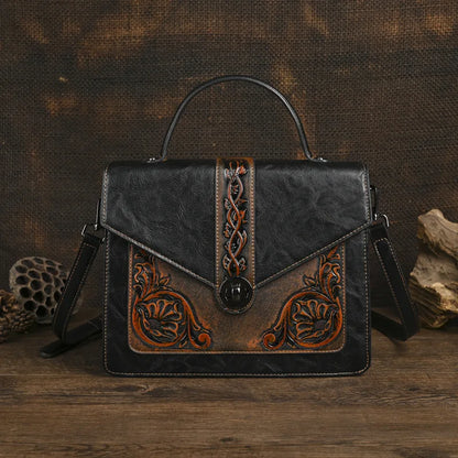 Sac carré vintage Elisa – Motif floral de haute qualité