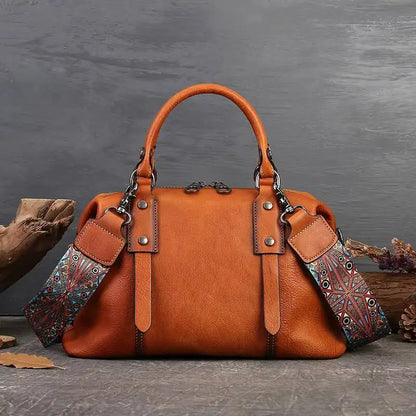 Sac Boston Serena Vintage – Fabriqué en cuir véritable de première qualité 